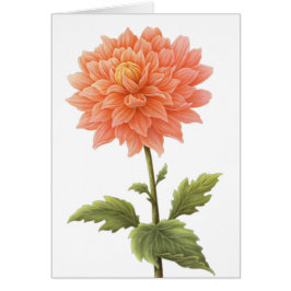 Blommigt Peach-Orangen Dahlia Flower-målning OBS Kort