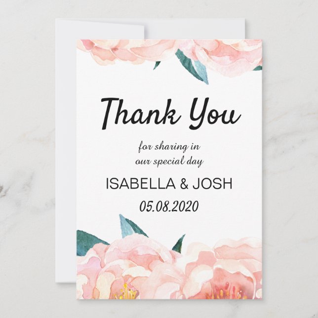 Blommigt Peach Peony - tackkort Tack Kort (Framsida)