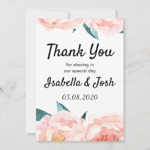 Blommigt Peach Peony - tackkort Tack Kort