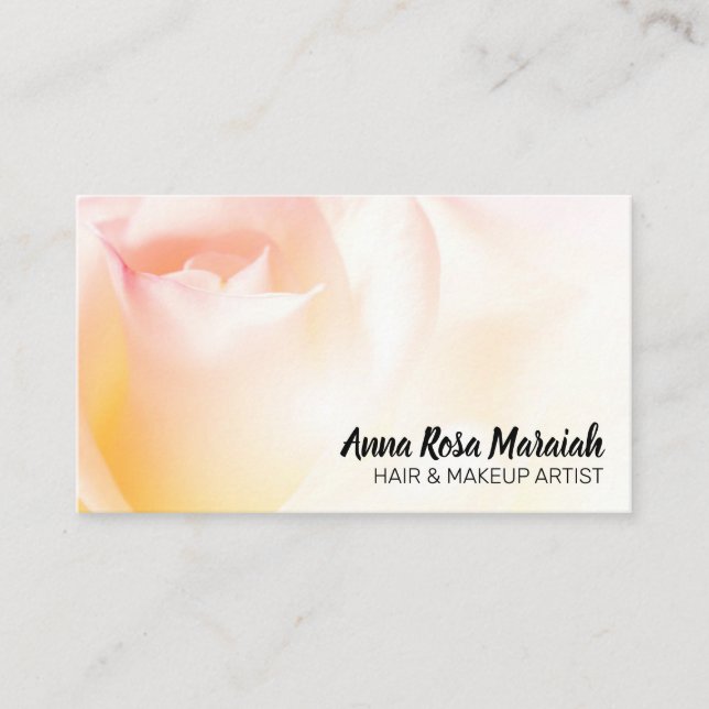 *~* Blommigt Peach Ro Flower Pastel-Affärskort Visitkort (Framsida)