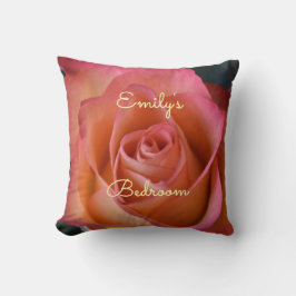 Blommigt Peach Rosa ros Personalizable Dekorativ k Kudde