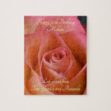 Blommigt Peach Rosa ros Personalizable Puzzle