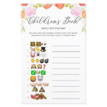 Blommigt Peacher Emoji Pictionary Baby Shower Game