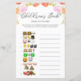 Blommigt Peacher Emoji Pictionary Baby Shower Game