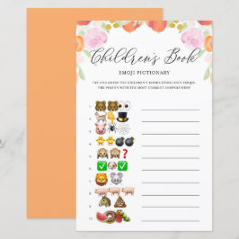 Blommigt Peacher Emoji Pictionary Baby Shower Game