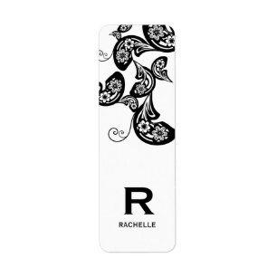 Blommigt Peacock Black Party Anpassningsbar Seal L Returadress Etikett