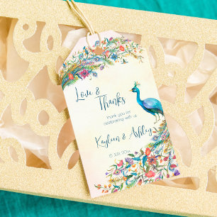 Blommigt Peacock-förlovningsfesten prioriterar mär Presentetikett