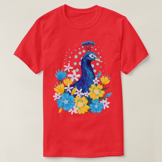 Blommigt Peacock T Shirt (Design framsida)