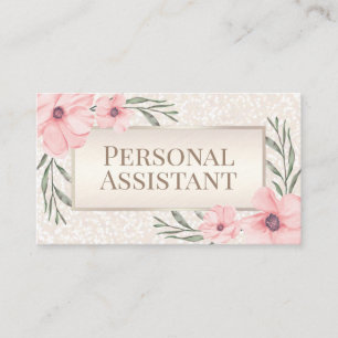 Blommigt Pearl FAUX Glitter Personal Assistant Visitkort