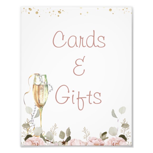  Blommigt Pearls Prosecco-Möhippa-tecken Fototryck (Framsidan)