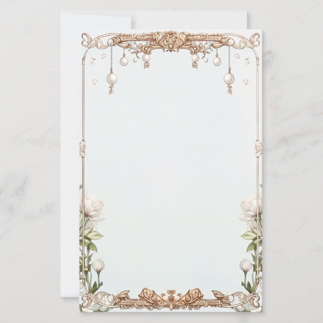 Blommigt Pearls Prosecco Notes eller Party-spelkor (Framsida)