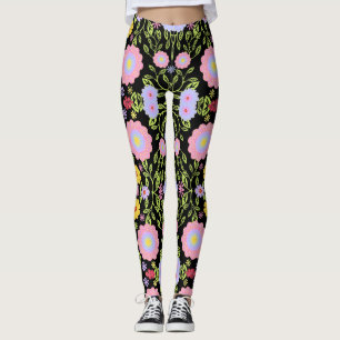 Blommigt PEG-färgning Sömlös Mönster Leggings