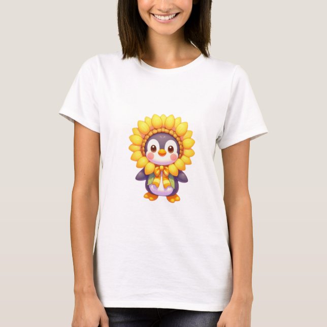 Blommigt Penguin Delight T Shirt (Framsida)