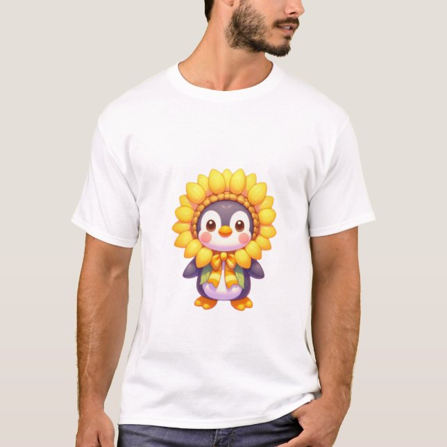 Blommigt Penguin Delight T Shirt (Framsida)