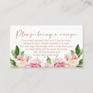 Blommigt Peonies Möhippa Recipe Card-begäran Visitkort