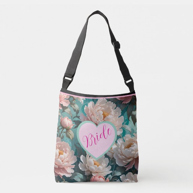 Blommigt Peonies multi Print Bride Tote Bag Axelväska (Framsida)