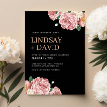 Blommigt Peonies och Ro på Svarta Bröllop