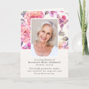Blommigt Peonies Photos Foldad Memorial Funeral Program