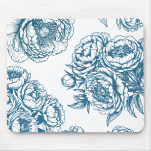 Blommigt Peony Blue Musmatta