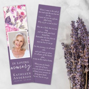 Blommigt Peony Butterfly Funeral Bookmark-mall