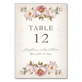 Blommigt Peony Elegant  Rosa Elfenbenskusten Bröll Bordsnummer