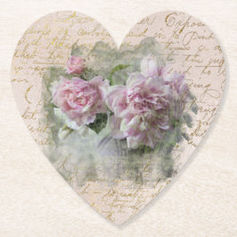 ** Blommigt Peony Heart Kärlek Vintage Victorian A Underlägg Papper