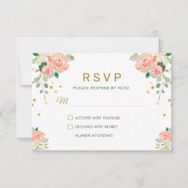 Blommigt Peony och Guld Confetti Classy Elegant Ch OSA Kort