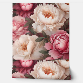 Blommigt Peony Rosa and White Tapestry