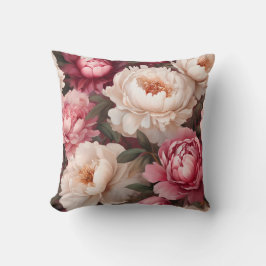 Blommigt Peony Rosa och White Dekorativ kudde
