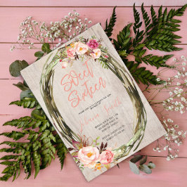Blommigt Peony Rustic 16 Sweet sixteen Birthday Inbjudningar