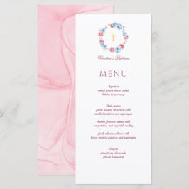 Blommigt Peony WAN Baptism Christening Menu Meny