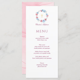 Blommigt Peony WAN Baptism Christening Menu Meny