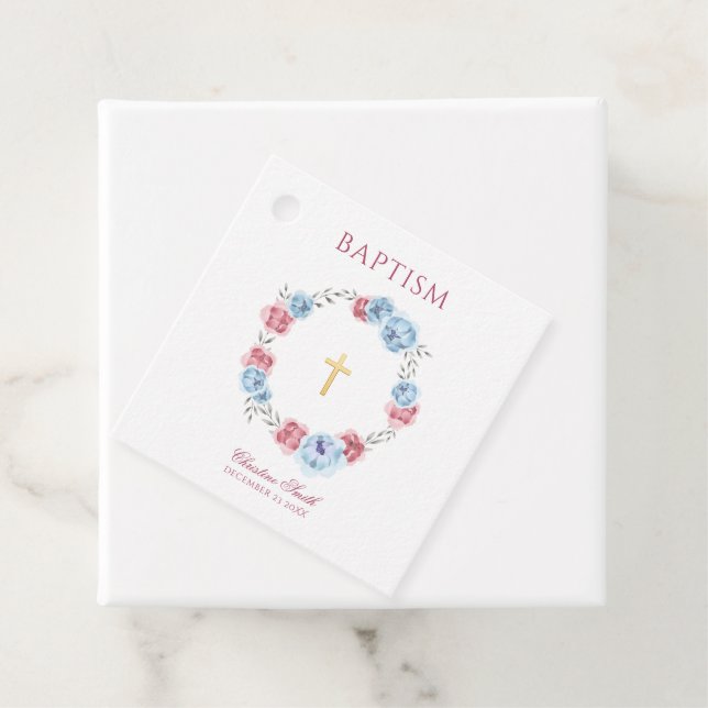 Blommigt Peony WandeBoy Girl Baptism Christening Gåvor Etiketter (På plats)