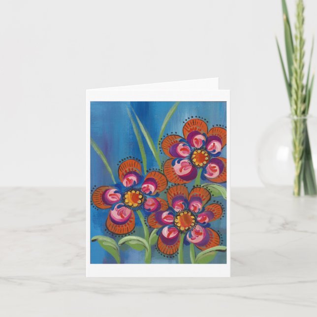Blommigt People Art Notecard Anteckningskort (Framsida)