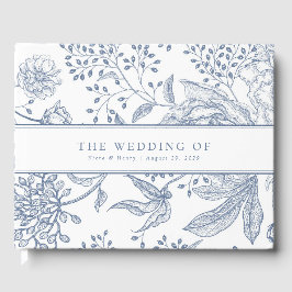 Blommigt Periwinkle Blue Elegant bröllop Gästböcker