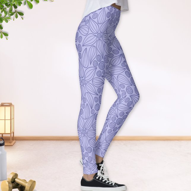 Blommigt Periwinkle Blue Lila Leggings (Skapare uppladdad)