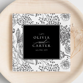 Blommigt Periwinkle Elegant Black Bröllop Pappersservett