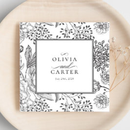 Blommigt Periwinkle Elegant Black Bröllop Pappersservett