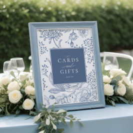 Blommigt Periwinkle Elegant bröllop Cards Gifts Si Poster