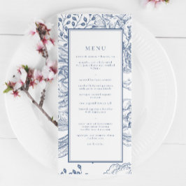 Blommigt Periwinkle Elegant bröllop Reception Menu Meny