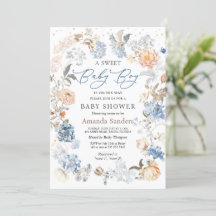 Blommigt persiko Blue Baby Shower