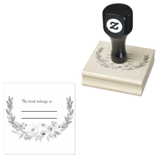 Blommigt Personal Bibliotek Bok Frimärke Stämpel (Stämplad)