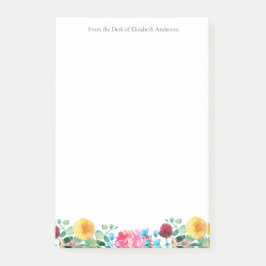 Blommigt Personal Business Rosa Red Blue Gult Post-it Block