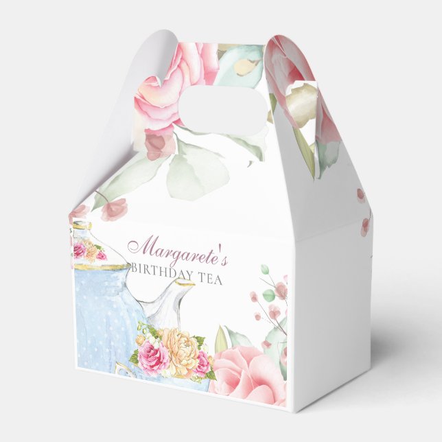 Blommigt Personlig Birthday Tea Presentaskar (Framsidan Sidan)