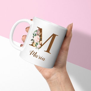 Blommigt Personlig Bridesmaid Brev M Gift Kaffemugg