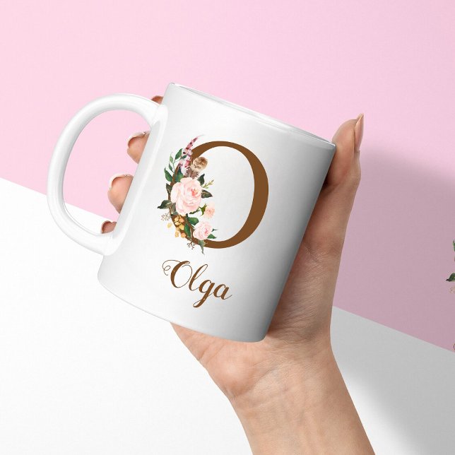 Blommigt Personlig Bridesmaid Brev O Gift Kaffemugg (Skapare uppladdad)