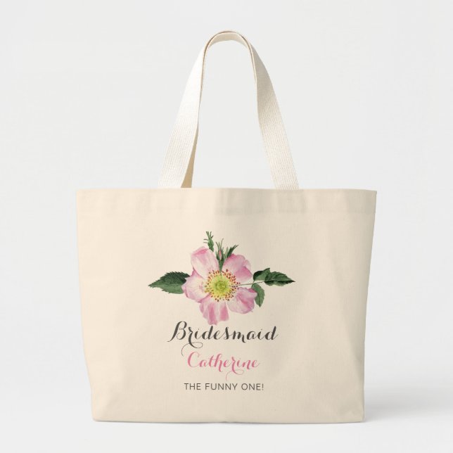 Blommigt personlig Bridesmaids Bag Jumbo Tygkasse (Framsidan)