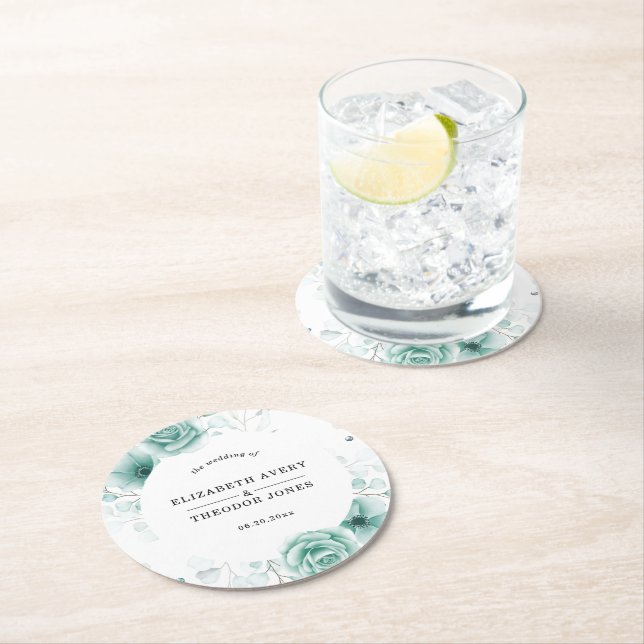 Blommigt Personlig Bröllop Napkins Pappra plåt Underlägg Papper Rund (Insitu)