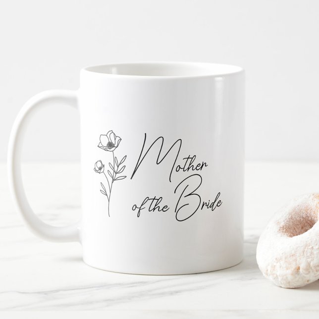 Blommigt Personlig Budens mamma Groom Kaffemugg (Simple Floral Mother of the Bride Coffee Mug, Wildflower Mug with Name, Wedding Party Gifts)