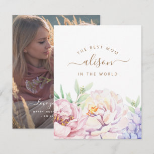 Blommigt Personlig-fotokort för Mamma Julkort